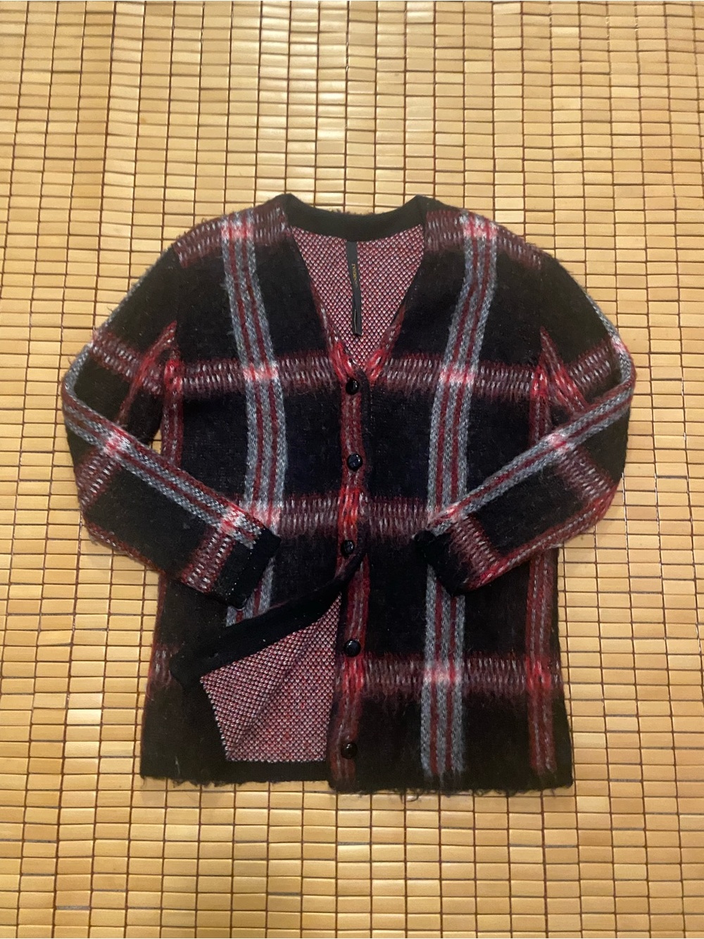 Red and black plaid cardigan